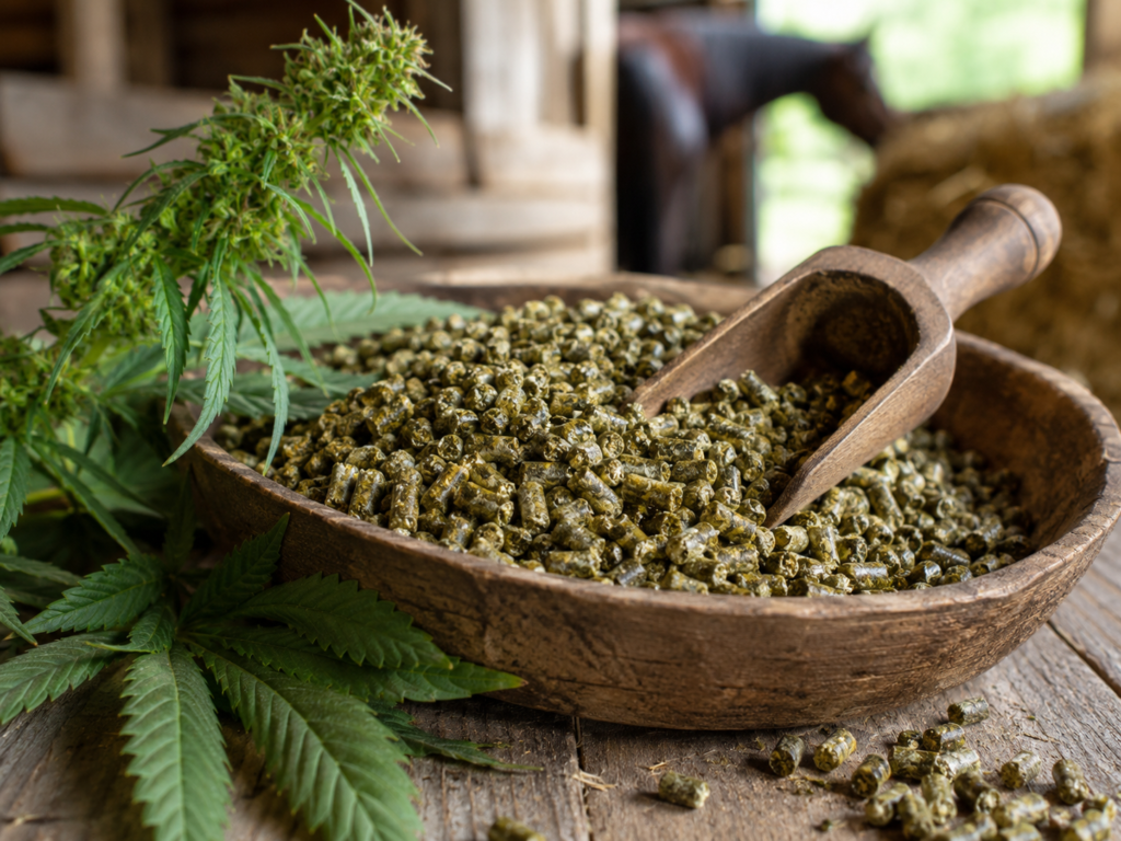 hemp with hemp pellets